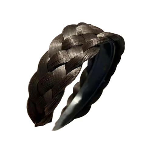 Damen Haarbänder Haar Frauen Synthetische Perücke Twist Flouged Hair Bands Mode Zöpfe Haarzubehör Frauen Stirnband Stretch Für Party-D-Schwarz Braun von HAAR