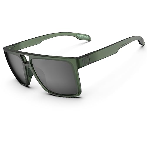 Sonnenbrillen für Herren und Damen, polarisierte Sport-Sonnenbrille, leicht, TR90-Rahmen, 100% UV-Schutz, Sonnenbrille zum Fahren, Angeln, Wandern, Laufen, Golf, matt, klar, dunkelgrün und grau von HAAYOT