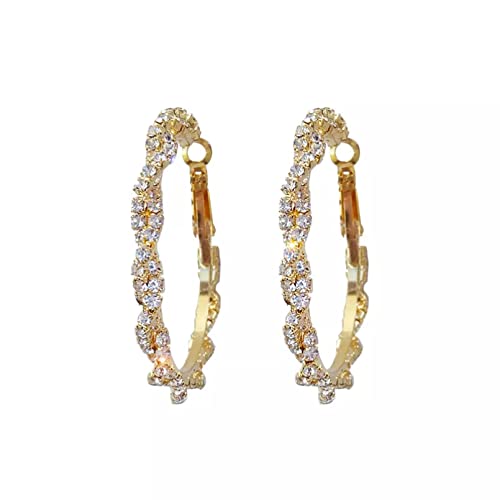Earrings for Women 925 Silber große Strass Gold Creolen Kristallohrringe für Frauen Party Rock Huggie Ohrringe von HAENJA