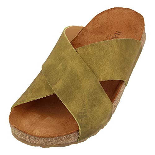 HAFLINGER Bio Mio Leder Pantolette Sandale Unisex Grün (Country Oliv 1659), Gr 39 von HAFLINGER