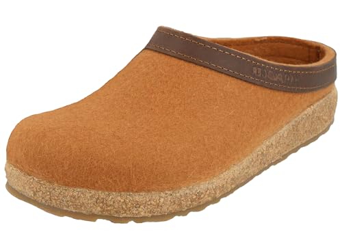 HAFLINGER Damen Hausschuh Herren Pantoffel Wolle Grizzly Torben 713001, Größe:44 EU, Farbe:Orange von HAFLINGER