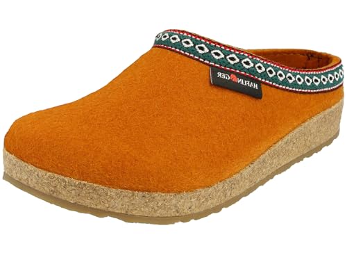 HAFLINGER Damen Hausschuh Pantoffel Wollfilz Grizzly Franzl 711001, Größe:37 EU, Farbe:Orange von HAFLINGER