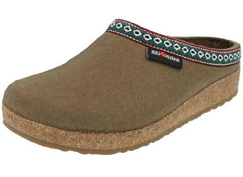 HAFLINGER Damen Pantoffel Herren Hausschuh Filz Wolle Grizzly Franzl 711001, Größe:37 EU, Farbe:Grün von HAFLINGER