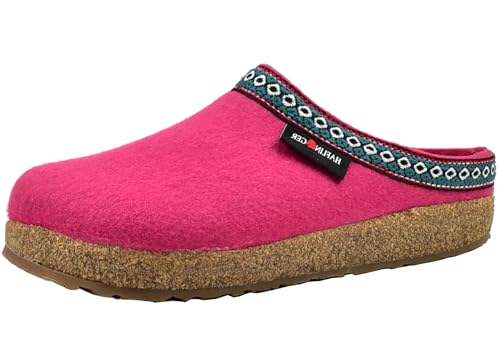 HAFLINGER Damen Pantoffel Herren Hausschuh Filz Wolle Grizzly Franzl 711001, Größe:37 EU, Farbe:Pink von HAFLINGER