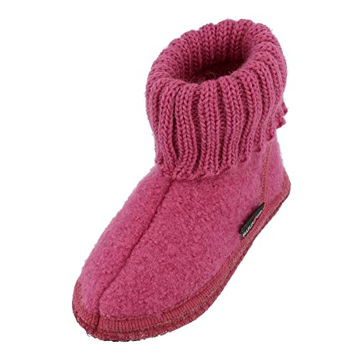 HAFLINGER Hüttenschuh Karl Filzpantoffel mit Kragen Hausschuh Pink, Gr. 24 von HAFLINGER