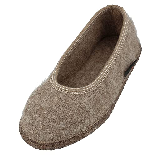 HAFLINGER Slipper Marina Filzpantoffel Hausschuh Ballerina Beigemeliertoeko, Gr. 38 von HAFLINGER