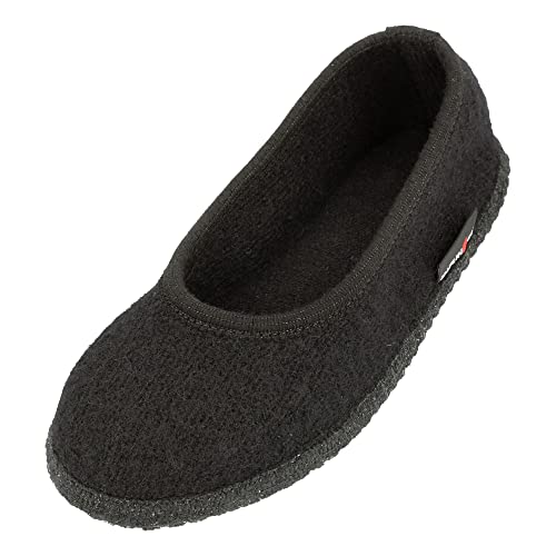 HAFLINGER Slipper Marina Filzpantoffel Hausschuh Ballerina Schwarz, Gr. 37 von HAFLINGER