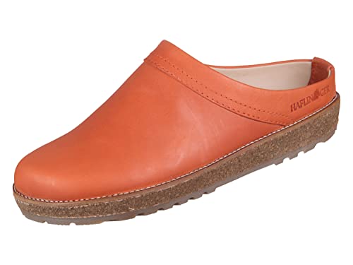 HAFLINGER Travel-Classic Eleganter Clog aus Leder mit Gummisohle (Orange 1484), Gr. 41 von HAFLINGER