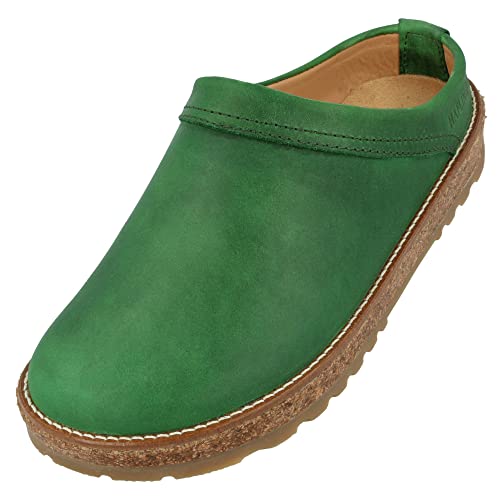 HAFLINGER Travel-Classic Eleganter Clog aus Leder mit Gummisohle Grün (Green 773), Gr. 36 von HAFLINGER