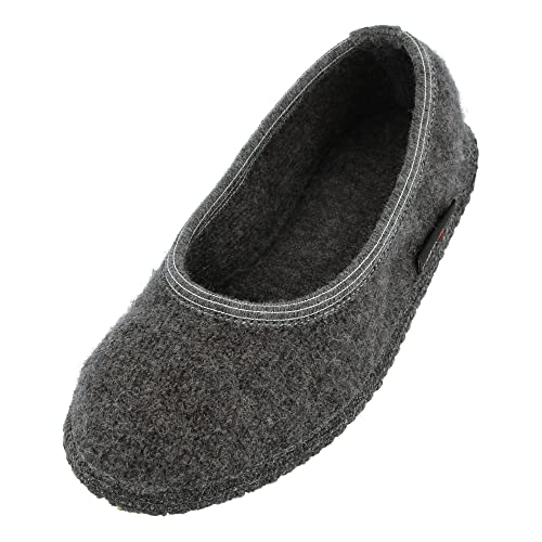 HAFLINGER Slipper Marina Filzpantoffel Hausschuh Ballerina Anthrazit, Gr. 37 von HAFLINGER