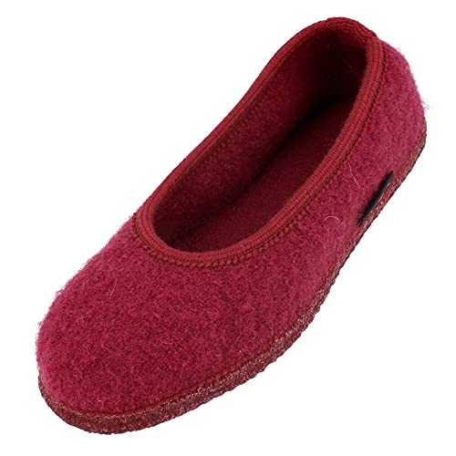 HAFLINGER Slipper Marina Filzpantoffel Hausschuh Ballerina Burgund, Gr. 36 von HAFLINGER