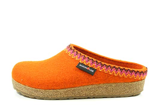 HAFLINGER Grizzly Francisco 711053 Schuhe Damen Hausschuhe Pantoffeln Wolle, Größe:38 EU, Farbe:Orange von HAFLINGER