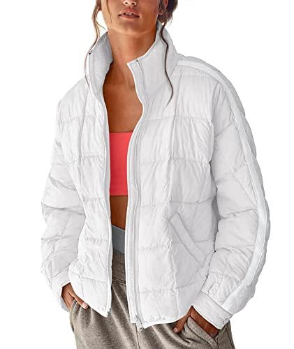 HAHAEMMA Damen übergroße gesteppte Jacken lange Ärmel Reißverschluss Winter warm gepolstert kurze Puffer Mantel Outwear WH-M HAHAEMMA Damen übergroße gesteppte Jacken lange Ärmel Reißverschluss Winter warm gepolstert kurze Puffer Mantel Outwear WH-M von HAHAEMMA