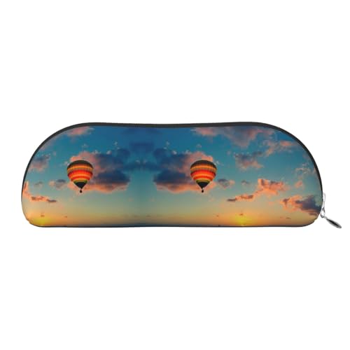 Federmäppchen aus Leder mit Heißluftballon und Sonnenuntergang, für Mädchen und Jungen, niedlicher Druck, Schreibwaren, Organizer, Tasche, Schule, Büro, Federmäppchen, silber, Einheitsgröße, von HAHAFU