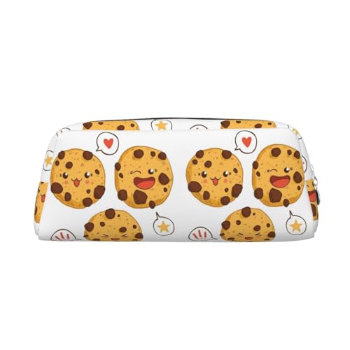 HAHAFU Chip Cookies Federmäppchen aus Leder für Mädchen und Jungen, bedruckt, Schreibwaren, Organizer, Tasche, Schule, Büro, Federmäppchen, silber, Einheitsgröße, Taschen-Organizer von HAHAFU