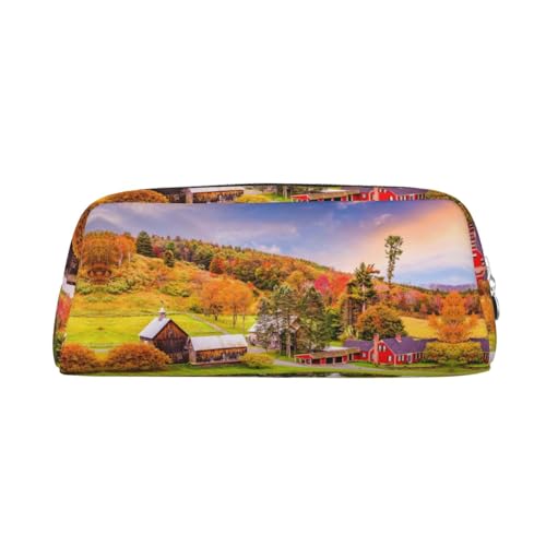 HAHAFU Country Farm Federmäppchen aus Leder für Mädchen und Jungen, bedruckt, Schreibwaren, Organizer, Tasche, Schule, Büro, Federmäppchen, silber, Einheitsgröße, Taschen-Organizer von HAHAFU