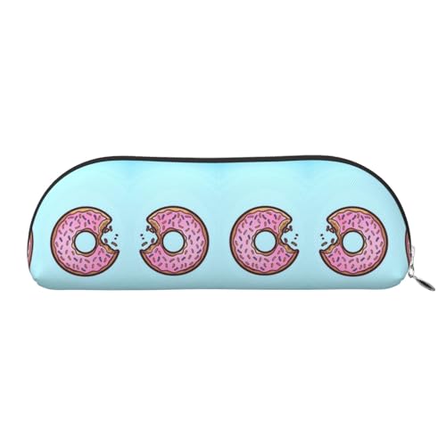 HAHAFU Donut-Federmäppchen aus Leder für Mädchen und Jungen, niedlicher Druck, Schreibwaren, Organizer, Tasche, Schule, Büro, Federmäppchen, silber, Einheitsgröße, Taschen-Organizer von HAHAFU