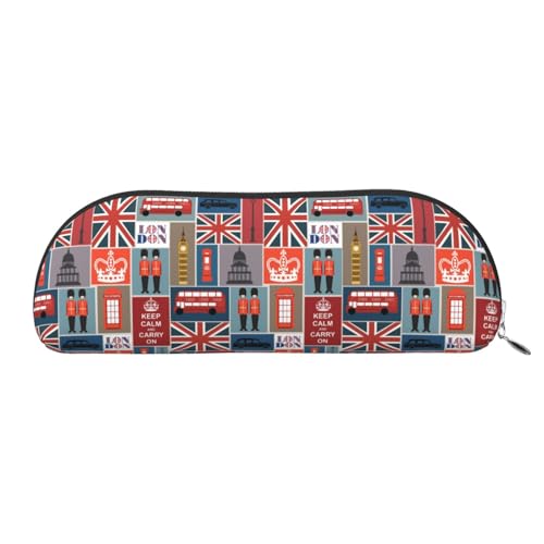 HAHAFU England Symbols Leder-Federmäppchen für Mädchen und Jungen, niedlicher Druck, Schreibwaren, Organizer, Tasche, Schule, Büro, Federmäppchen, silber, Einheitsgröße, Taschen-Organizer von HAHAFU