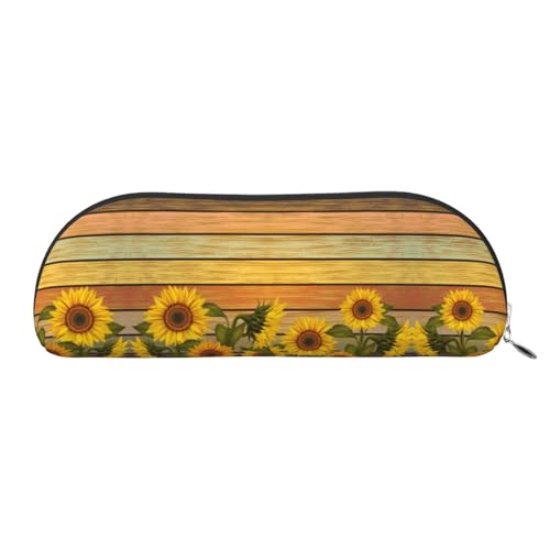 HAHAFU Federmäppchen aus Holz mit Sonnenblumen-Motiv, für Mädchen und Jungen, niedlicher Druck, Schreibwaren, Organizer, Tasche, Schule, Büro, Federmäppchen, silber, Einheitsgröße, Taschen-Organizer von HAHAFU