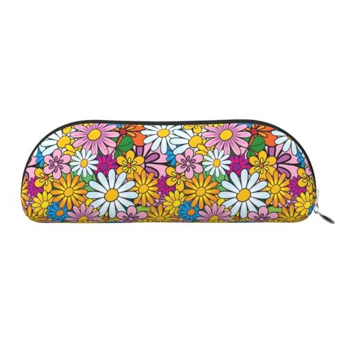 HAHAFU Federmäppchen aus Leder mit niedlichem Blumenmotiv für Mädchen und Jungen, niedlicher Druck, Schreibwaren, Organizer, Tasche, Schule, Büro, Federmäppchen, silber, Einheitsgröße, von HAHAFU