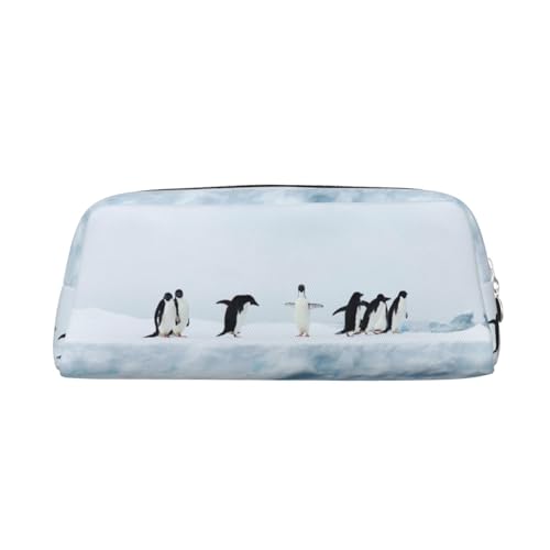 HAHAFU Federmäppchen mit Pinguinmotiv, niedliches Leder-Federmäppchen für Mädchen und Jungen, bedruckt, Schreibwaren, Organizer, Tasche, Schule, Büro, Federmäppchen, silber, Einheitsgröße, von HAHAFU