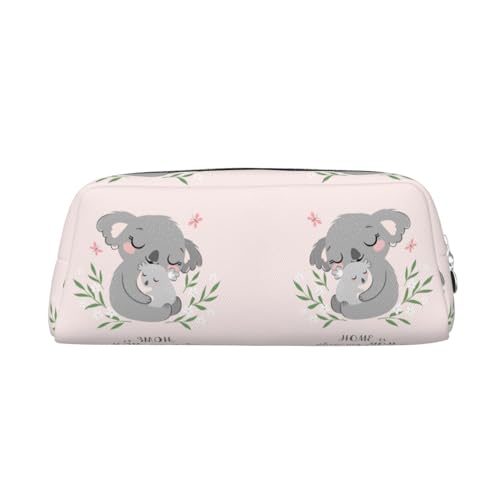 HAHAFU Niedliches Federmäppchen aus Leder mit Koala-Mama-Motiv für Mädchen und Jungen, bedruckt, Schreibwaren, Organizer, Tasche, Schule, Büro, Federmäppchen, silber, Einheitsgröße, Taschen-Organizer von HAHAFU