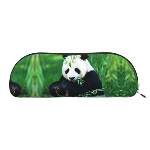 HAHAFU Panda-Leder-Federmäppchen für Mädchen und Jungen, niedlicher Druck, Schreibwaren-Organizer, Tasche, Schule, Büro, Federmäppchen, silber, Einheitsgröße, Taschen-Organizer von HAHAFU