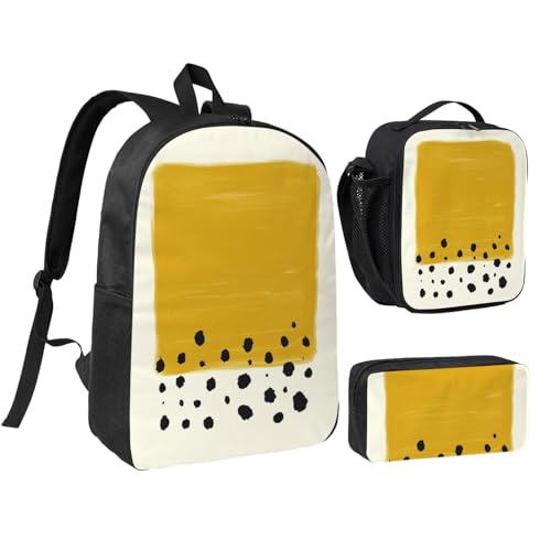 HAHAFU Schulrucksack-Set mit Federmäppchen und Lunchtasche, passendes Druckdesign, strapazierfähiges Polyester, Schultasche für Kinder, Teenager, Jungen, Mädchen, Senfgelb und Schwarz, 43,2 cm HAHAFU Schulrucksack-Set mit Federmäppchen und Lunchtasche, passendes Druckdesign, strapazierfähiges Polyester, Schultasche für Kinder, Teenager, Jungen, Mädchen, Senfgelb und Schwarz, 43,2 cm von HAHAFU