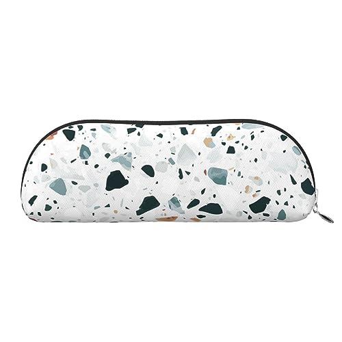 HAHAFU Terrazzo Federmäppchen aus Leder, für Mädchen und Jungen, niedlicher Druck, Schreibwaren, Organizer, Tasche, Schule, Büro, Federmäppchen, silber, Einheitsgröße, Taschen-Organizer von HAHAFU