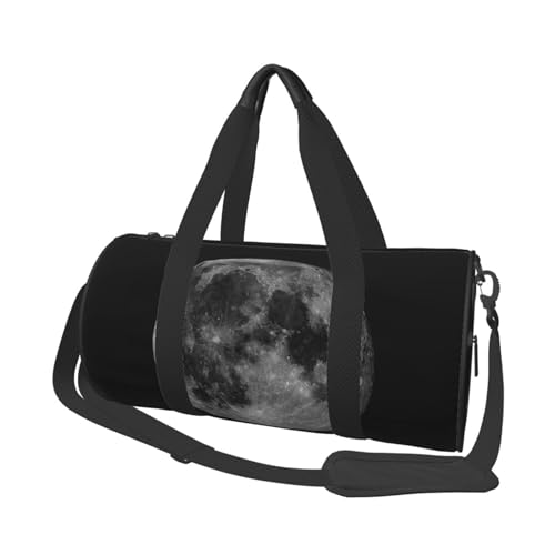 Moon Reisetasche, Organizer, Sporttasche, Turnbeutel, großer Druck, Polyester, Schultertasche für Damen und Herren, Schwarz , Einheitsgröße von HAHAFU