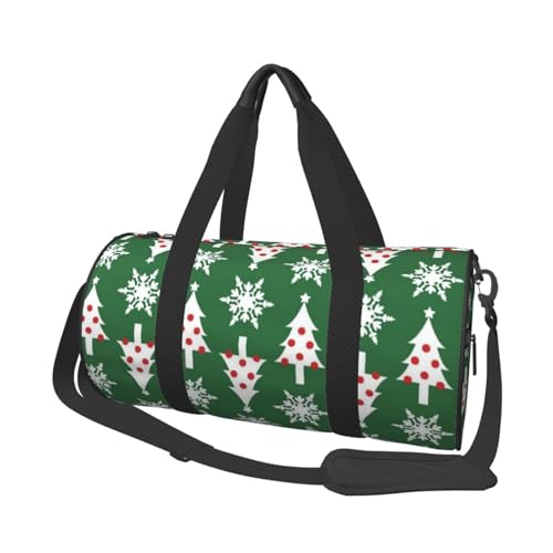 Reisetasche mit Weihnachtsbaum-Muster, Sporttasche, Turnbeutel, großer Druck, Polyester, Schultertasche für Damen und Herren, Schwarz , Einheitsgröße von HAHAFU