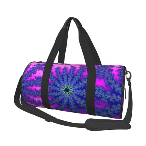 Violette Reisetasche mit Fotodruck in Batikfärbung, Sporttasche, Turnbeutel, großer Druck, Polyester, Schultertasche für Damen und Herren, Schwarz , Einheitsgröße von HAHAFU