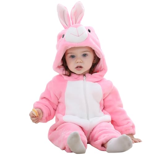 HAHASHOW Baby Winter Spielanzug Baby Schlafanzug Flanell Strampler Pyjama kostüm Bekleidung Karikatur Overalls Onesies für mädchen und Junge，24-30 Monate，Kaninchen von HAHASHOW