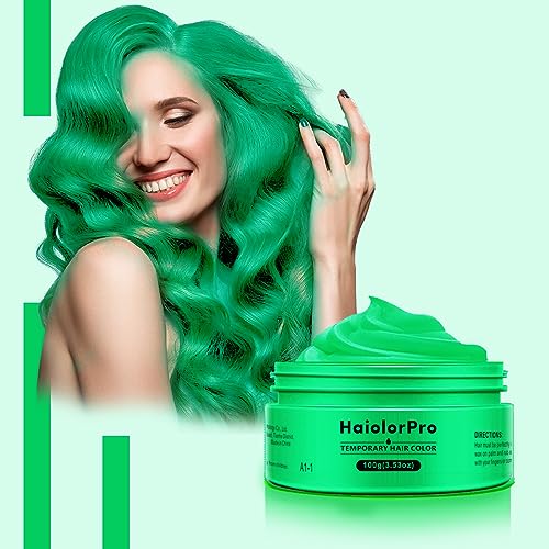 HaiolorPro Grün Temporäre Haarfarbe Auswaschbar, haarfarbe wachs für Männer und Frauen, haarmascara für Partys oder Cosplay, Haarfärbeprodukte ohne Unordnung (Grün） von HAIOLORPRO