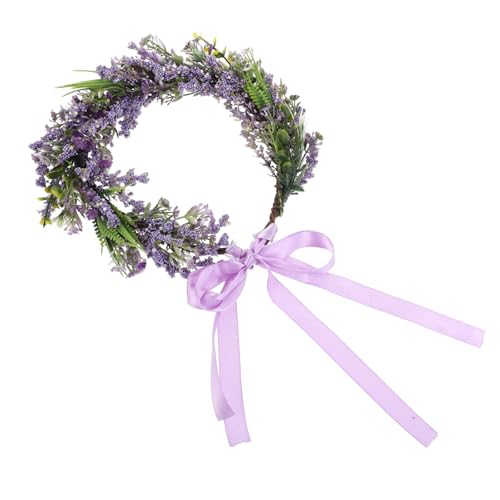 HAKIDZEL 1stk Braut Stirnband Mit Blumenmuster Blumenmädchenkleid Braut Rosengirlande Blumenstirnbänder Für Frauen Blumen Stirnband Damen-stirnband Perle Violett Haar Strand von HAKIDZEL