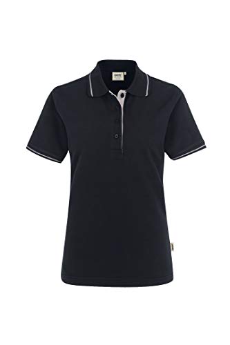 HAKRO Damen Polo-Shirt Casual - 203 - schwarz/silber - Größe: 3XL von HAKRO