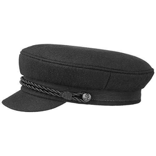 HAMMABURG Elbsegler Mütze Schwarz für Herren - traditionelle Kapitänsmütze mit Innenfutter - Matrosenmütze aus Tuch - Größe 54 cm - Schirmmütze mit Kordel, kurzem Visor und silbernen Knöpfen von HAMMABURG