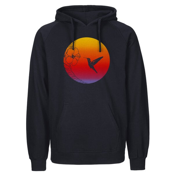 HANDGEDRUCKT "Kolibri" Männer Hoody aus reiner Biobaumwolle (kbA) von HANDGEDRUCKT