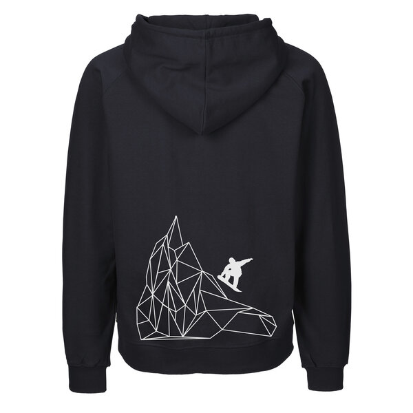 HANDGEDRUCKT "Origamipiste" Männer Zip Hoody aus reiner Biobaumwolle (kbA) von HANDGEDRUCKT