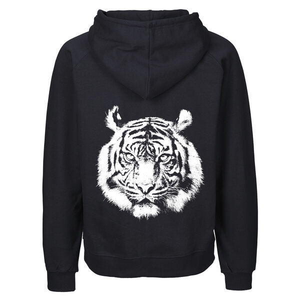 HANDGEDRUCKT "Tiger" Männer Zip Hoody aus reiner Biobaumwolle (kbA) von HANDGEDRUCKT