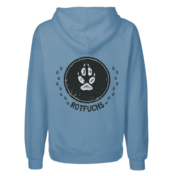 HANDGEDRUCKT "Trittsiegel RotFuchs" Männer Zip Hoody aus reiner Biobaumwolle (kbA) von HANDGEDRUCKT