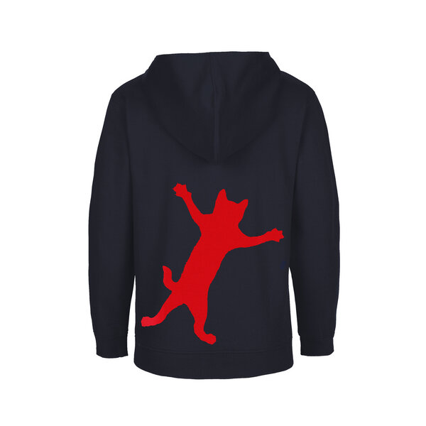 HANDGEDRUCKT Unisex Kinder Zip Up Hoody "Klammerkatze" von HANDGEDRUCKT