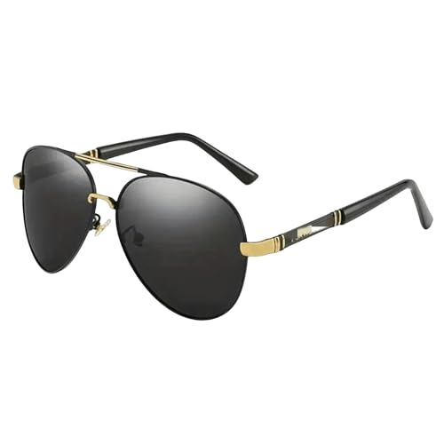 HANGWWZQ Sonnenbrille Polarisierte Sonnenbrille Männer Metail Rahmen Qualität Sonnenbrille Marke Design Männliche Brille Fischerei Fischen Brille Uv400-C1-Polarisiert von HANGWWZQ