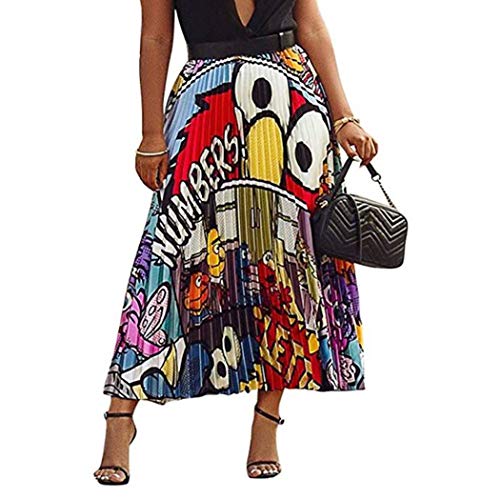 HANMAX Damen Röcke Boho Lang Sommerrock A-Linie Punkte Faltenrock Casual Maxi Strandrock Plissee YZ-7 HANMAX Damen Röcke Boho Lang Sommerrock A-Linie Punkte Faltenrock Casual Maxi Strandrock Plissee YZ-7 von HANMAX