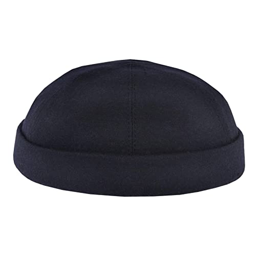 HANSEHELD Docker Cap Blau Wolle Kurz Flach Docker-Mütze 58 | Seemannsmütze | Dockermütze | Winter| Docker Hut | Made in Germany von HANSEHELD