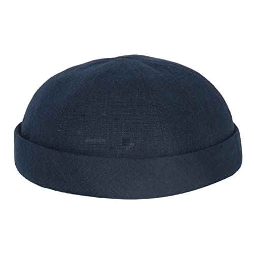 HANSEHELD Docker Cap Leinen Blau Kurz Flach Segler Sailor Cap 56 | Seemannsmütze | Dockermütze | Sommer | Docker Hut | Made in Germany von HANSEHELD