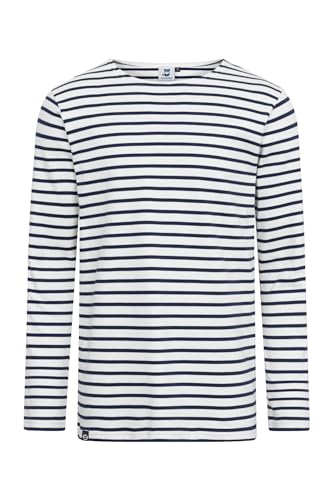 HANSEHELD Streifenshirt Herren Natur-Marine Langarm Weiß Blau M | Männer Ringelshirt | Streifen | Bretonisches Hemd | Matrosenshirt | Gestreift von HANSEHELD