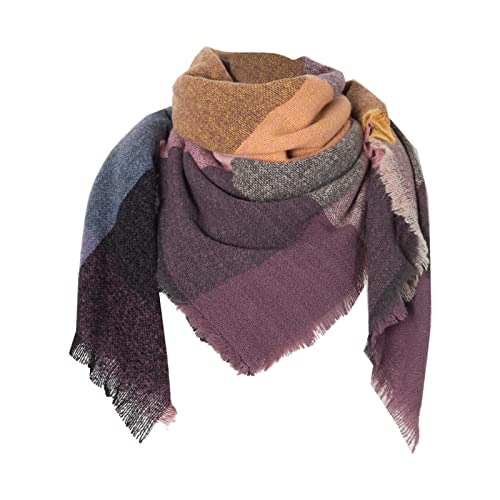 HANXIULIN Damen Baumwollschal Persönlichkeit Soft Wrap Dreieckschal Wickelschal Tücher Damen Strickschal mit Wolle Halswärmer Dreieckstuch von HANXIULIN