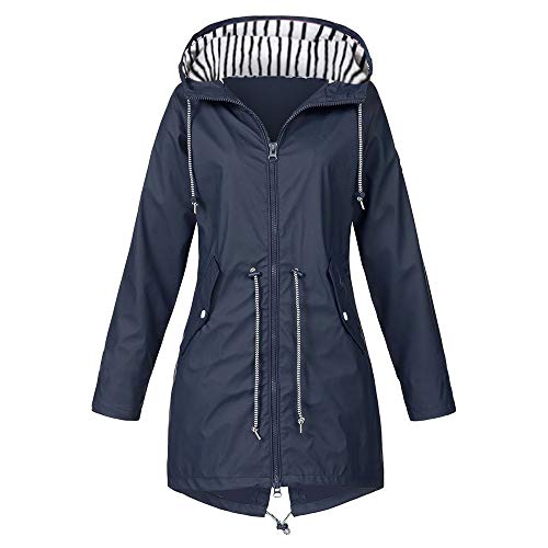 HANXIULIN Regenjacke Damen Wasserdicht Outdoorjacke Atmungsaktiv Herbst Übergangsjacke Leichte Jacke mit Kapuze Windbreaker zum Wandern Reisen Treking Fahrrad von HANXIULIN