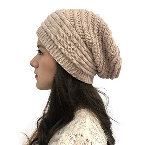 HANXIULIN Wintermütze Herren Damen Strickmütze Damen Elastisch Slouch Mütze Leicht und Weich Unisex Thermo Winddichte Winter Hüte Beanie Satin Winter Caps Beanie Winter Grobstrick Mütze von HANXIULIN